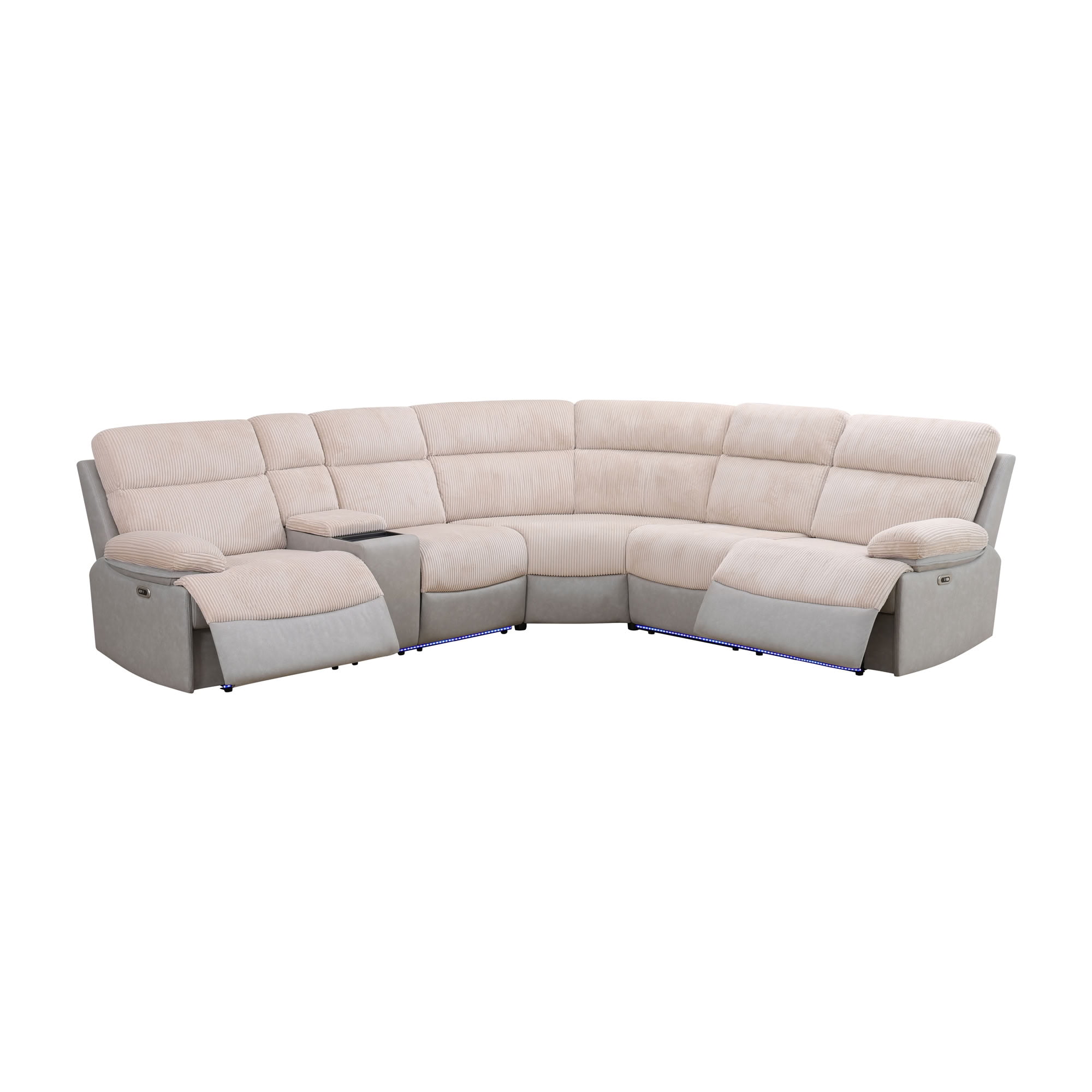 MAYEERTY Power Reclining L-Shaped Sectional Sofa, Home Theater Seating with Wireless Charging & LED Lights, for Living Room