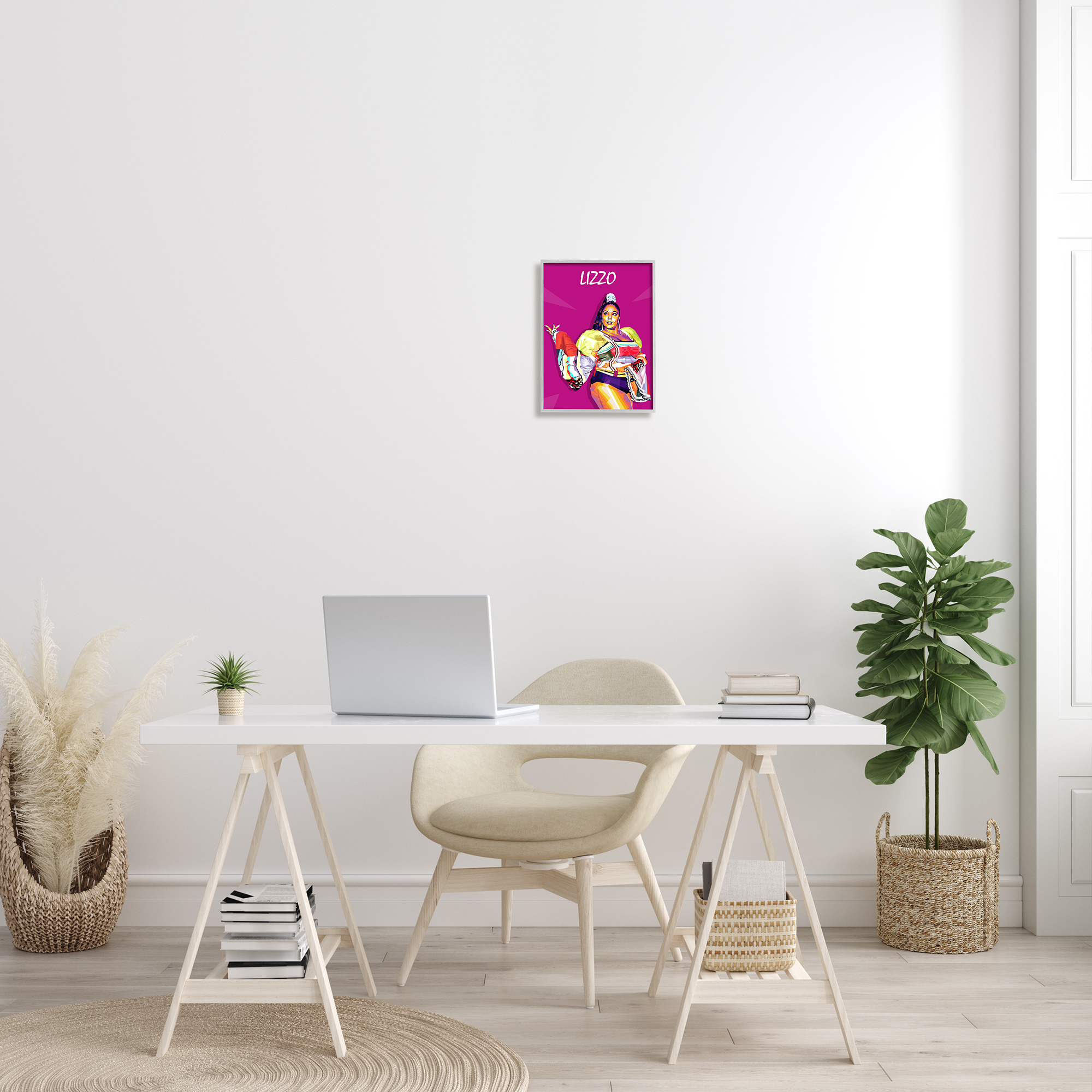 Stupell Industries Lizzo Modern Portrait Abstract Geometric Pattern Pop Pink, 11 x 14, Design by Birch&Ink