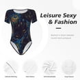 thumbnail image 6 of Rateoe Peacock Feathers Printed Women Rash Guard Short Sleeve,Tummy control Swimsuit Surfing Swimsuit Bathing Suit Short-sleeved Onesie UPF 50+, 6 of 6