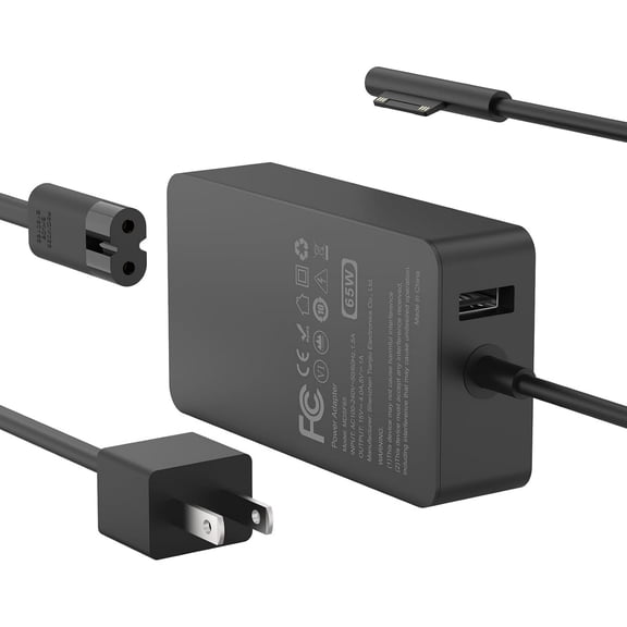 65W Surface Pro Laptop Charger for Microsoft Surface Pro 10, 9, 8, 7 , 7, 6, 5, 4, 3, X, Windows Surface Laptop 6, 5, 4, 3, 2, 1, Surface Go Tablet, Surface Book 3, 2, 1, Support 44W, 36W, LED, 10FT