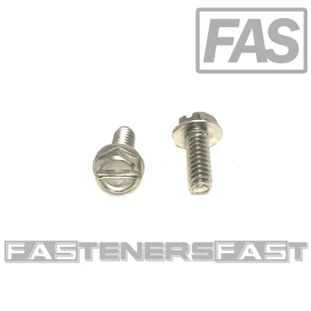 (50) 10-24X1/2 Stainless Steel Slotted Hex Washer Head Machine Screws 18-8