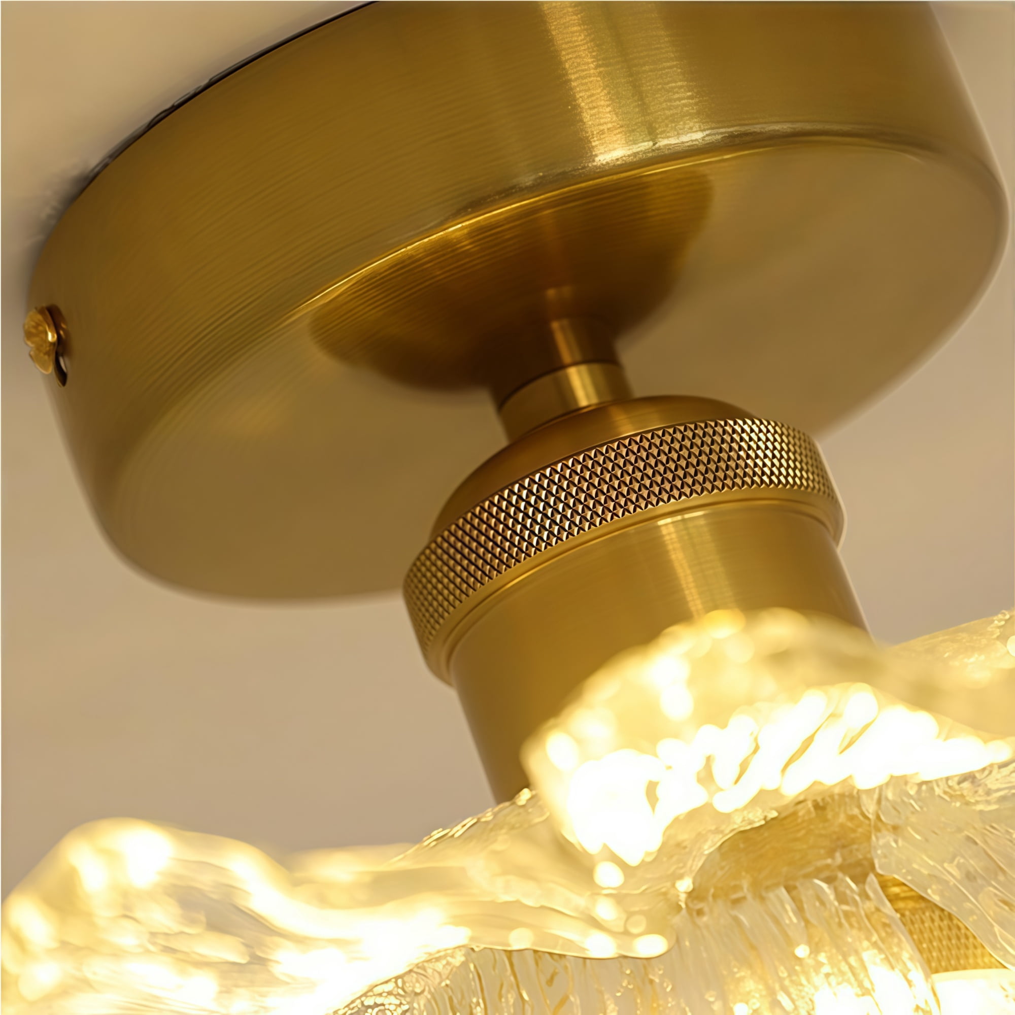 Glass Flower Ceiling Light Semi Flush Mount Hallway Ceiling Light Fixtures Large Gold Bathroom Close to Ceiling Light Floral Petal Kitchen Lamp for Entryway Porch Closet Balcony