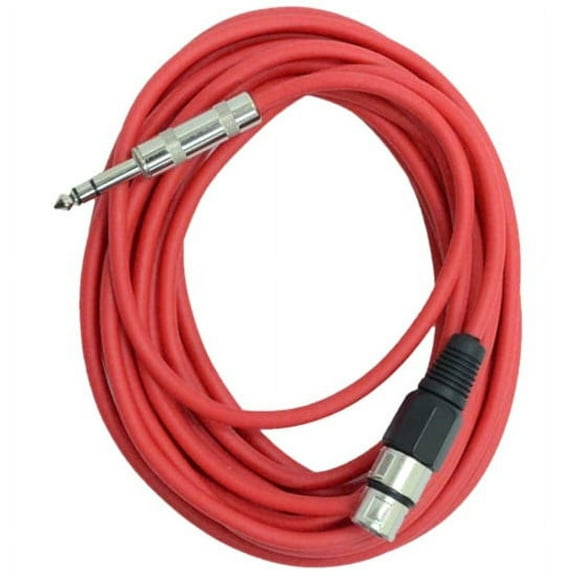 Seismic Audio SATRXL-F25, Red 25' XLR Female to TRS Patch Cable