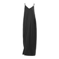 thumbnail image 4 of Vestido largo con tirantes, bolsillos y corte holgado, de color liso, para mujer - Vestido largo tipo chaleco sexy, 4 of 4