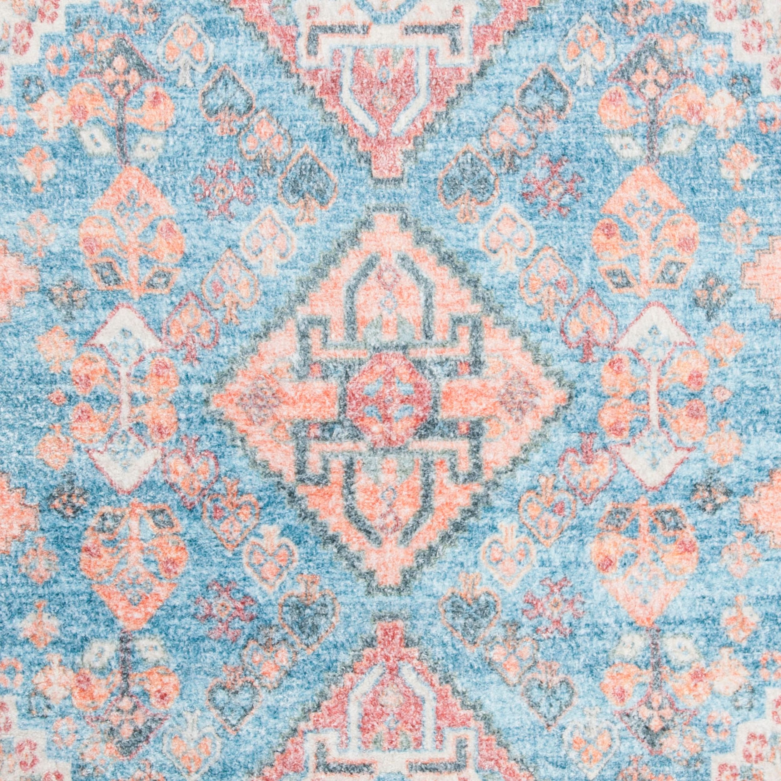 SAFAVIEH Saffron Kierra Bordered Oriental Area Rug, Blue/Rust, 4' x 6'