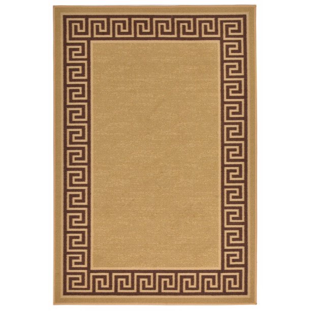 Meander Design Printed Slip Resistant Rubber Back Latex Runner Rug and