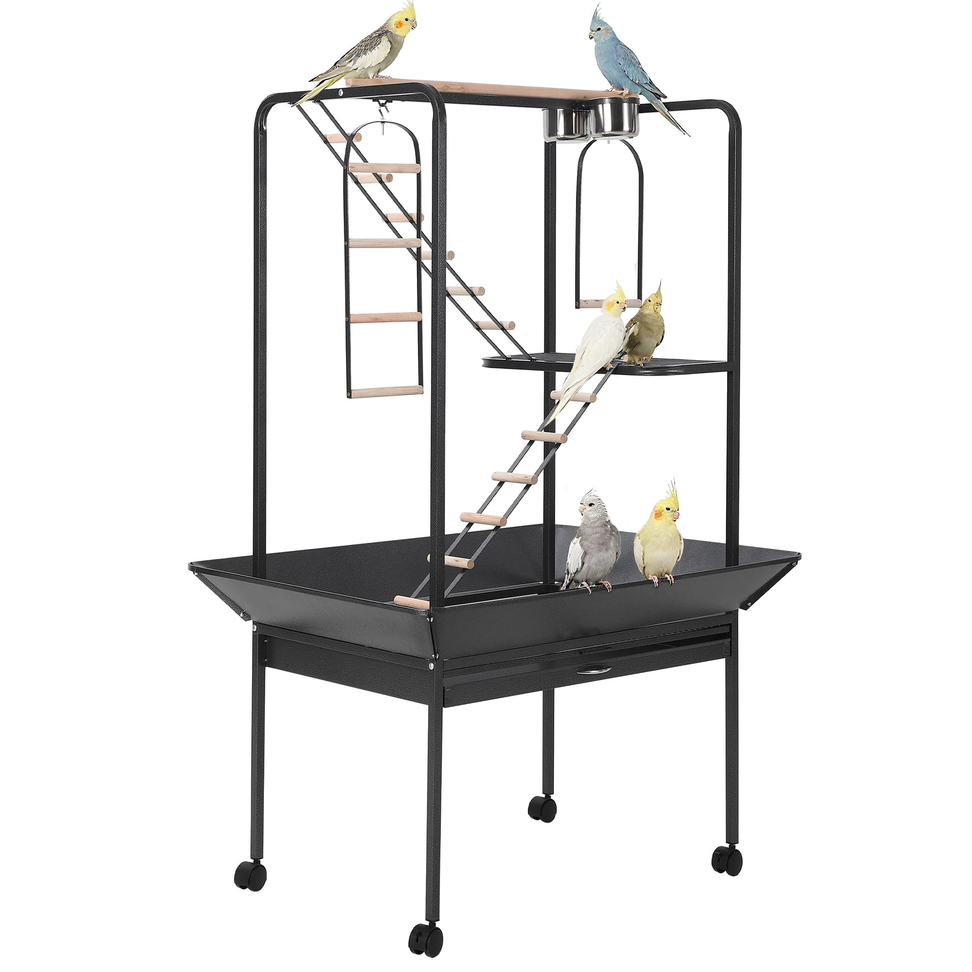 Gaderth 66-Inch Large Bird Cage,Outdoor Indoor Birdcage With Play Stand, Perches,Olling Large Parrot Bird Cage w/Removeble Tray Easy To Clean, Lockable Caster For Indoor& Outdoor Use