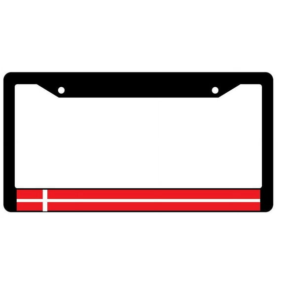 Denmark World Flag Black Plastic License Plate Frame
