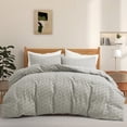 thumbnail image 3 of Peace Nest Clipped Jacquard Geometric Duvet Cover & Pillowcase Set, Light Gray/Circle, Full/Queen Size, 3 of 7