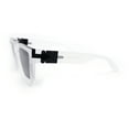 thumbnail image 3 of Rubberized Soft Matte Luxury Thick Horn Rim Mobster Sunglasses Frost - Black, 3 of 4