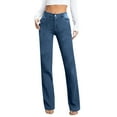 thumbnail image 2 of HongQid Straight Leg Jeans for Women Classic High Rise Jean Petite Boyfried Denim Pants, 2 of 6
