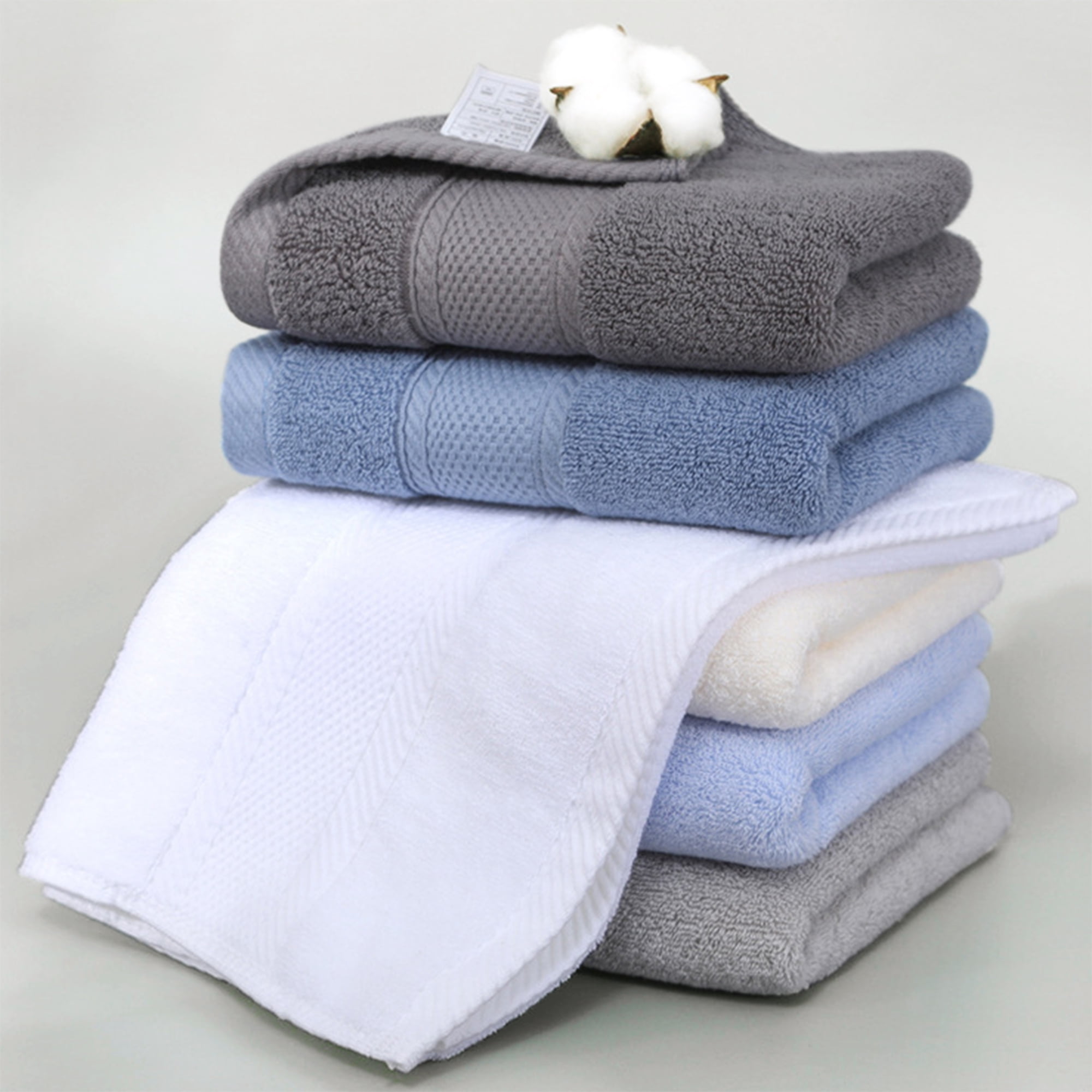 Unique Bargains Solid Hand Towel Set Cotton Face Towels Absorbent Light Yellow 4-Piece