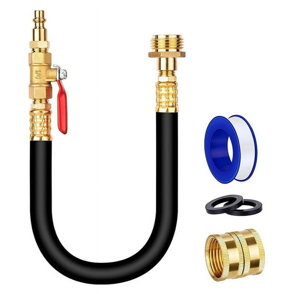 RV Winterizing Kit, Water Line Blowout Fitting Adapter with Shut Off Valve&Air Compressor Quick Plug