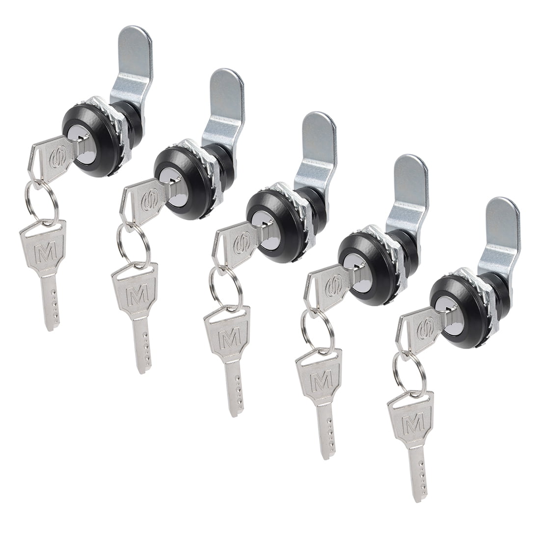 2 Pcs 19mm Cylinder Length Zinc Alloy Chrome Plated Cam Lock w Keys Keyed Alike 