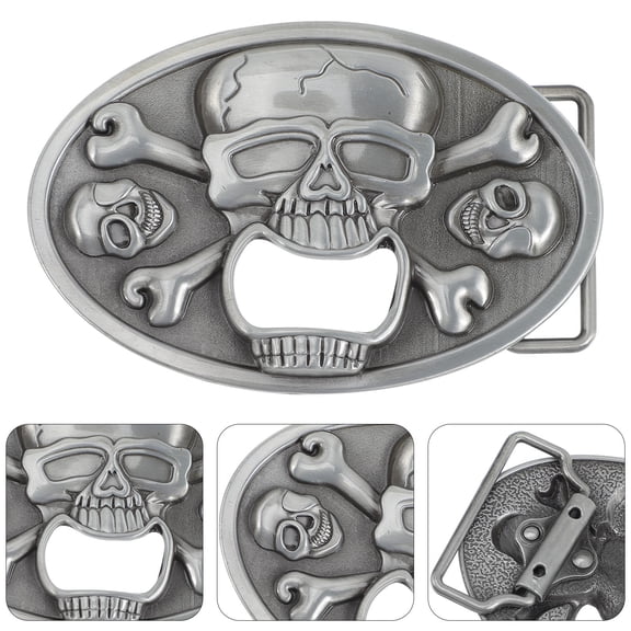 Luxshiny Multi Functional Opener Skull Belt Buckle for Rockers in Bar 1Set
