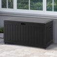 thumbnail image 2 of Uforic 90 Gallon Double-Wall Deck Box,  Lockable Resin Outdoor Storage Box with 6 Wheels, Waterproof Outdoor Container, Black, 2 of 9