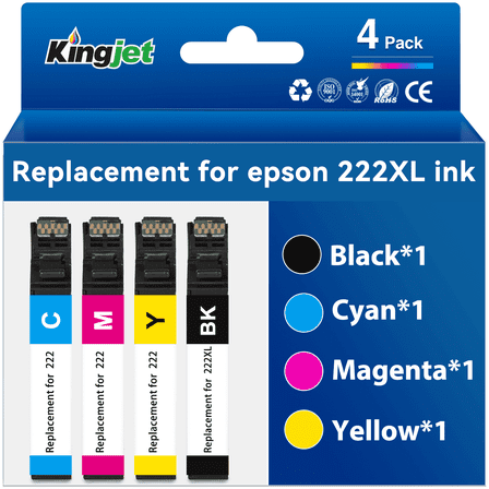 222XL Ink Cartridge Replacement for Epson 222 Ink Cartridges for Epson Expression Home XP-5200 Workforce WF-2960 Printer (4 Pack)