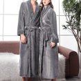 thumbnail image 3 of Ounissouiy Albornoz de felpa y cálido para mujer y hombre, camisón de manga larga para dormir Juegos de accesorios de baño SG, 3 of 6