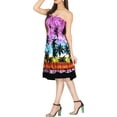thumbnail image 2 of HAPPY BAY Women's Summer Boho Beach Backless Smocked Mini Flowy Dress Tube Top Strapless Dresses for Women One Size Berry, Palm Tree View, 2 of 3