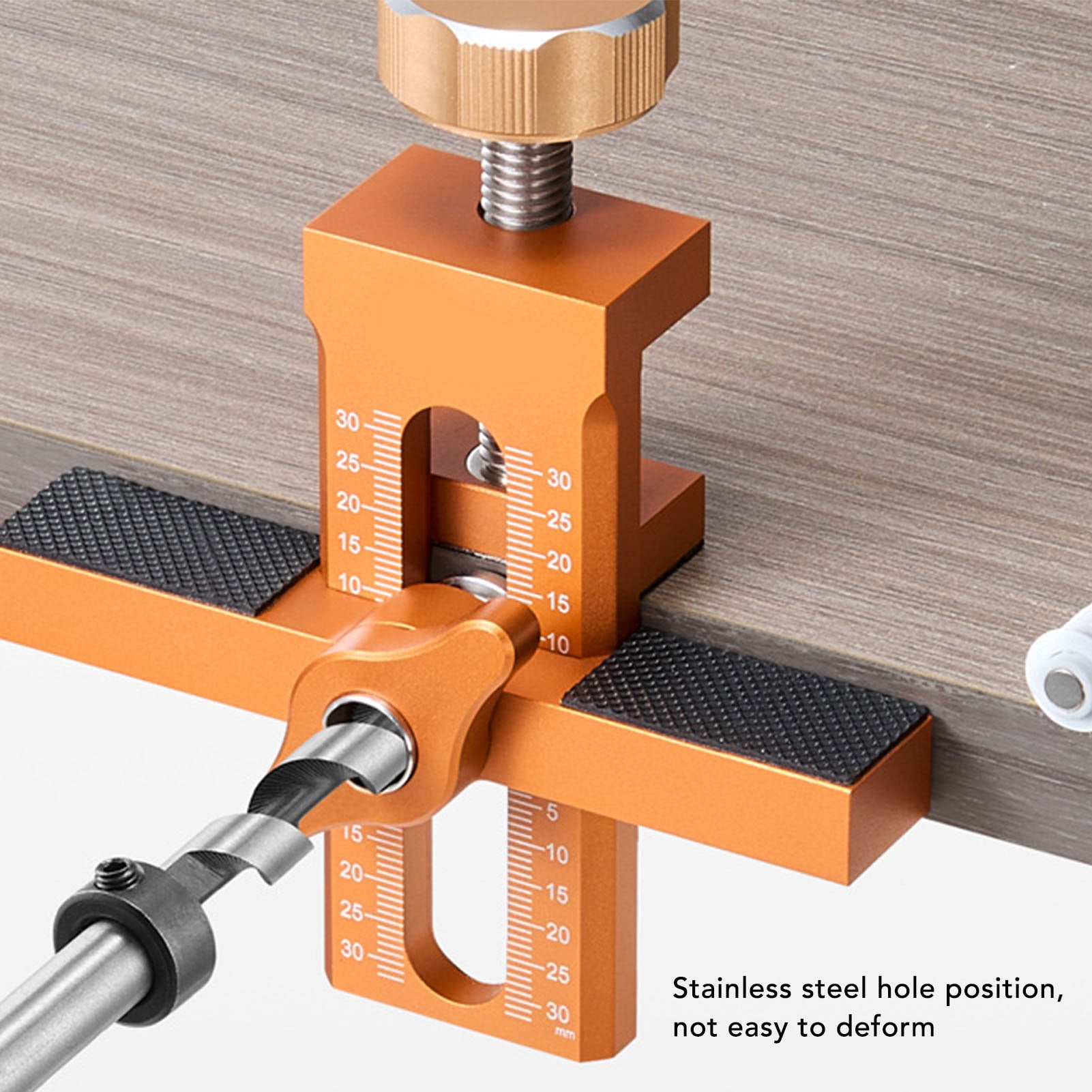 Nieyigj Cabinet Door Mounting Jig Quick Position Hole Opening Tool, Adjustable Aluminum Alloy Installation Positioner with 6mm Auger Bit for Woodworking, 5.5 inches / 14 cm Length