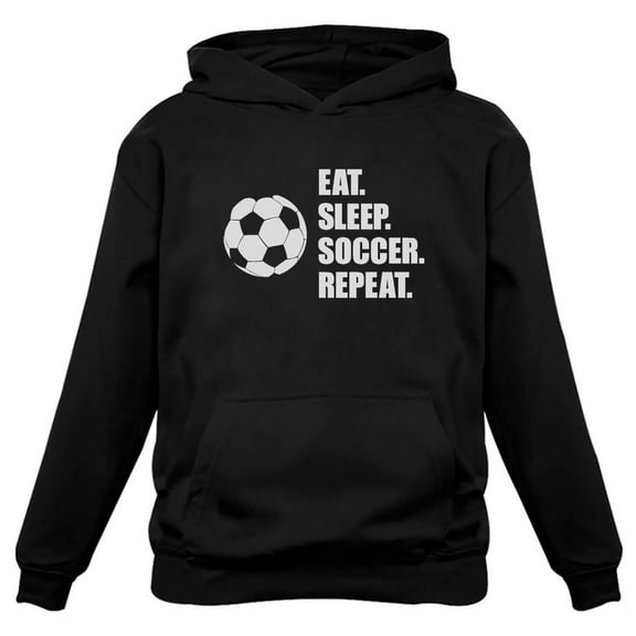 Eat Sleep Soccer Repeat Tstars Hoodie - Sporty Women's Soccer Apparel - Perfect Birthday Gift for Soccer Moms and Fans - Casual Sports Hoodie for Soccer Lovers