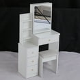 thumbnail image 5 of 29.2" Small Space Left Bedside Cabinet Vanity Table + Cushioned Stool, Extra Large Right sliding mirror, Multi Layer High Capacity Storage, Practical Fashionable Dresser, Suitable For Small Space, 5 of 9