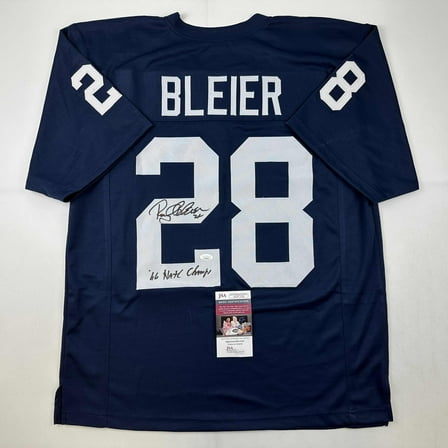 Autographed/Signed Rocky Bleier 66 Nat'l Champs Notre Dame Blue College Football Jersey JSA COA