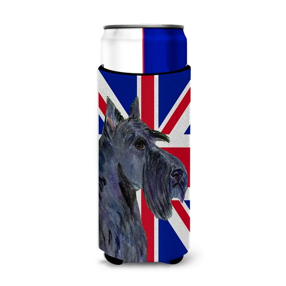 Scottish Terrier with English Union Jack British Flag Ultra Hugger for slim cans