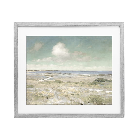 Stupell Industries Coastal Water View with Clouds Gray Framed Print Under Glass, 21 x 17, by Christy McKee