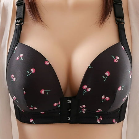 

JGTDBPO Summer Savings Clearance Minimizer Front Closure Bras For Women Full Coverage Woman S Printing Thin Front Buckle Adjustment Chest Shape Bra Underwear No Rims