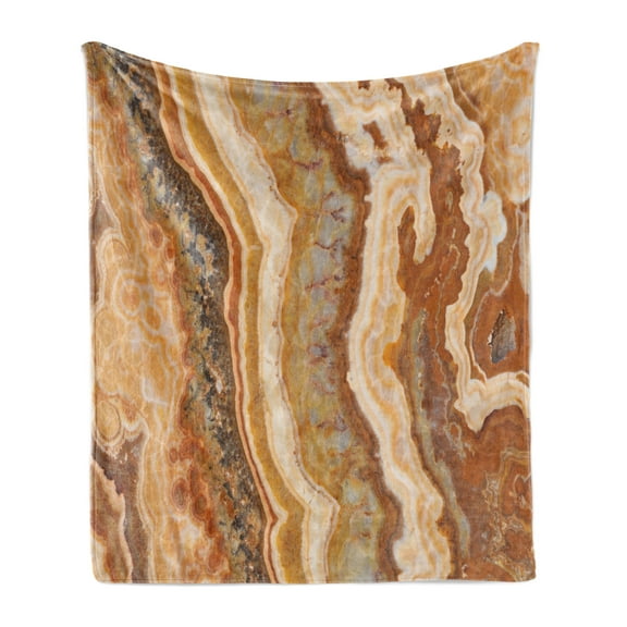 Marble Print Soft Flannel Fleece Throw Blanket, Onyx Marble Motif Travertine Mineral Formed Watercolor Ink Illustration, Cozy Plush for Indoor and Outdoor Use, 70" x 90", Multicolor, by Ambesonne