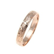 Sterling silver 925 pink rose gold plated 4mm Hawaiian scroll hand engraved ring band size 1
