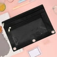 thumbnail image 2 of WKSCLPAI Premium 3-Ring Zipper Pencil Pouch, Dual Compartments, Clear View Window, Oxford Cloth Binder Case for Pens, Pencils, Markers, Durable Metal Zipper, Suitable for Students and Professionals, 2 of 6