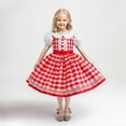 thumbnail image 5 of Gelikeya Girls Christmas Dresses Size 18-24 Cute Cartoon Plaid Print Puff Short Sleeve Christmas Birthday Party Wear Santa Tutu Dress (X06 Red, 18-24 Months), 5 of 8