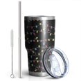 thumbnail image 2 of 30oz Multicolor Christmas Light Pattern Tumblers Stainless Steel Tumbler with Lid and Straw,Vacuum Insulated Double Wall Travel Tumbler Cups Mug with Cleaning Brush for Coffee,Tea, 2 of 7