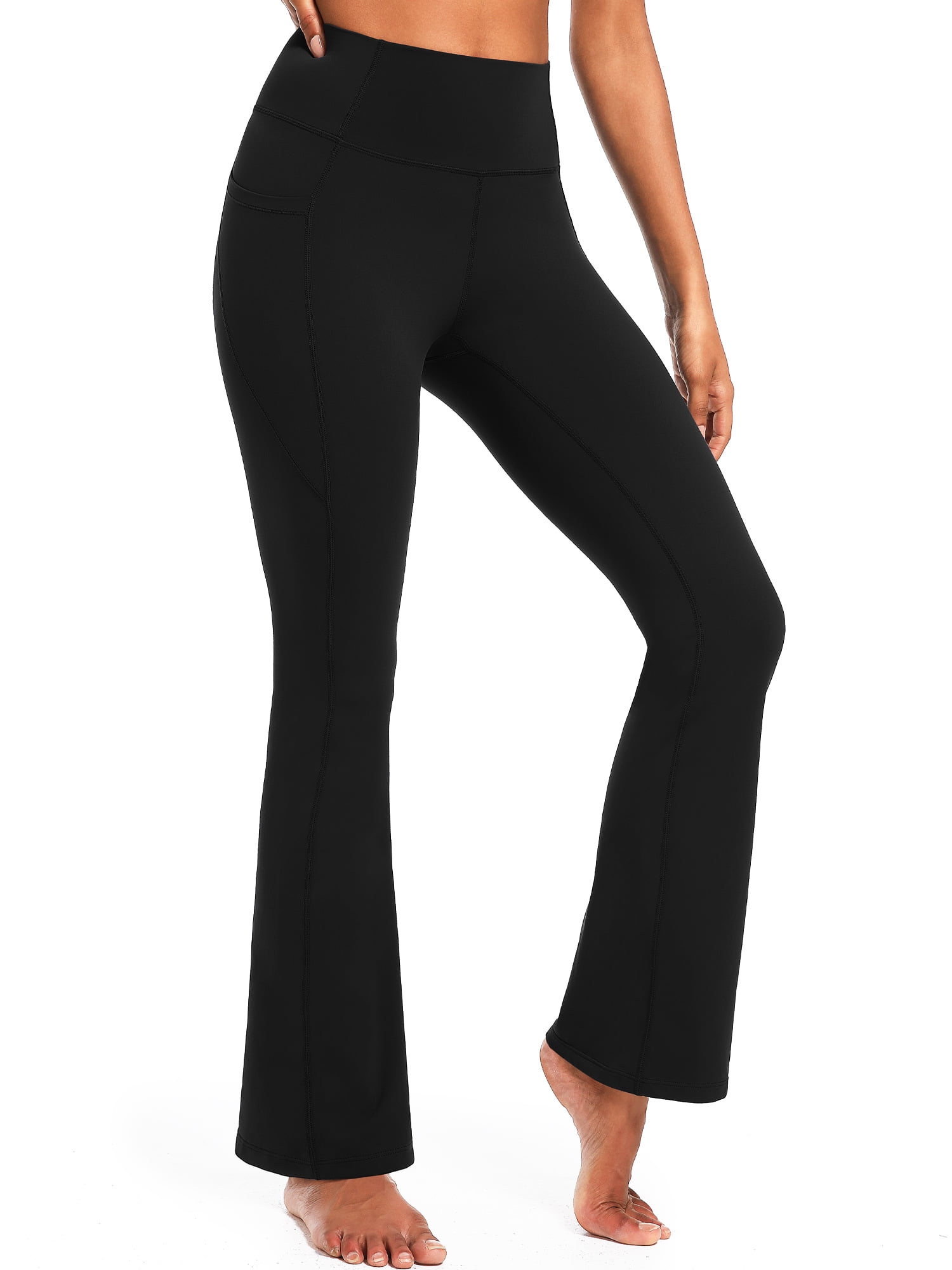 NELEUS Womens Flare Leggings for Yoga Workout Lycra High Waist Stretch Bootcut Pants with Two Pockets,Black,US Size M
