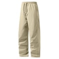 thumbnail image 3 of Men’s Lined Sweatpants Thermal Thicken Fleece Wide Leg Track Pants Windproof Warm, 3 of 9