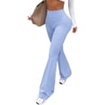 thumbnail image 2 of Workout Leggings Womens No Front Seam Straight Leggings High Waist Gym Yoga Pants Light Blue M, 2 of 8