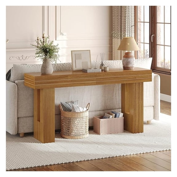 63'' Long Console Table for Entryway, Farmhouse Narrow Sofa Table Behind Couch, Extra Long Rectangular Entry Table for Living Room, Hallway, Foyer, Rustic Wooden Accent Furniture, CTNA2401