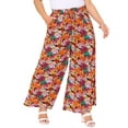 thumbnail image 4 of Agnes Orinda Women's Plus Size Floral Wide Leg Pants Rise Front Tie Boho Flowy Casual Beach Palazzo Trousers with Pockets 1X Black Red, 4 of 6