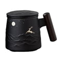 thumbnail image 3 of Taza de cerámica con ciervo a lámpara de , arte hecho y tapa con de , taza de , taza divertida, taza de té perfecl taza de café, 3 of 7