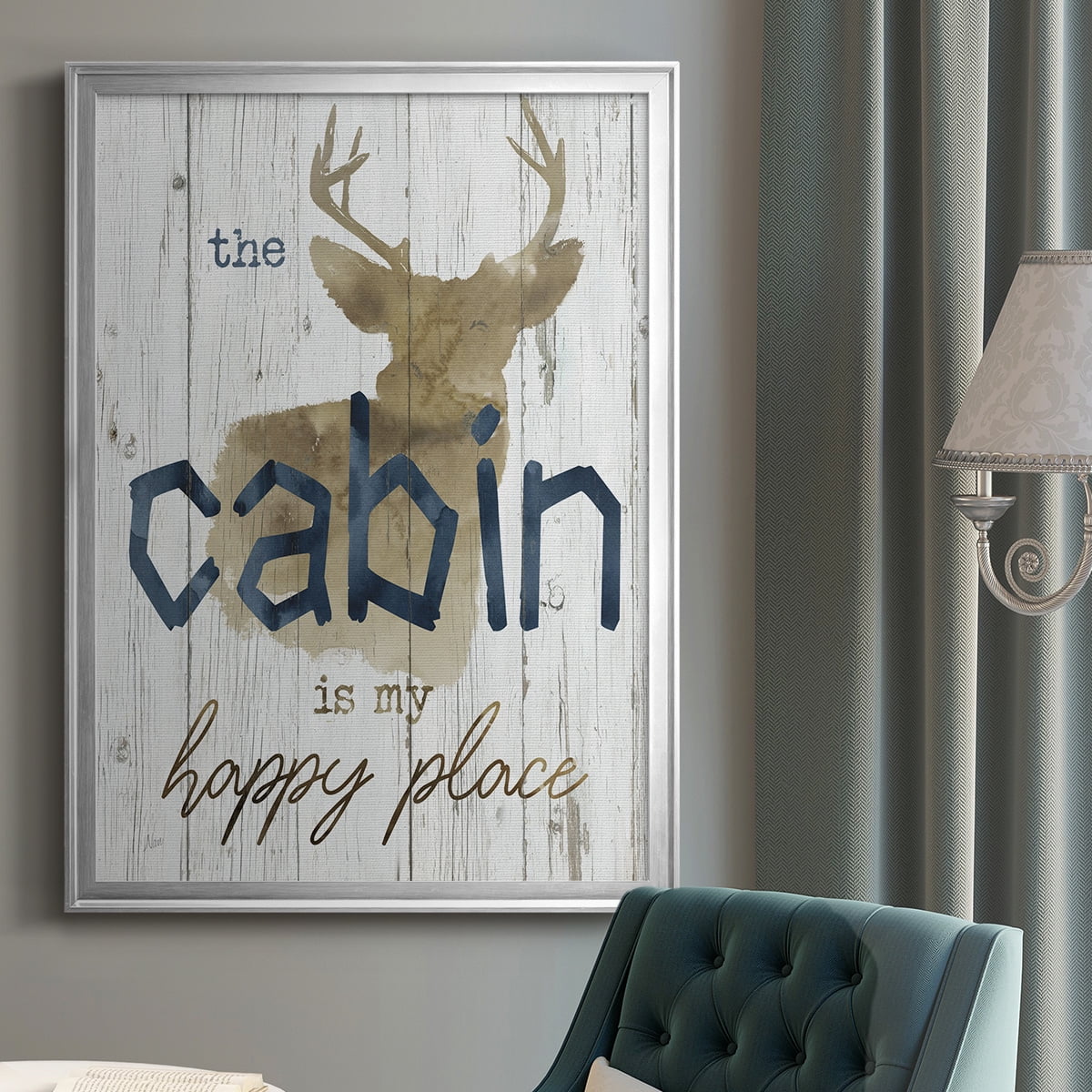 Happy Place Cabin Premium Classic Framed Print - Ready to Hang