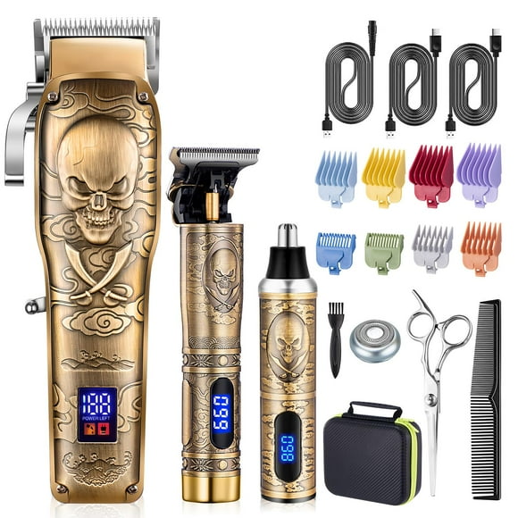 Roziapro Cortapelos Profesional para Hombres Cortapelos para Hombres Cortapelos Inalámbricos Set con Recortador de Pelo de Nariz Recargable Regalos para Hombres (Oro)