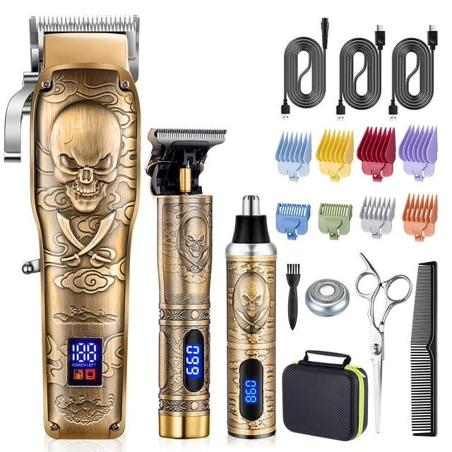 Roziapro Cortapelos Profesional para Hombres Cortapelos para Hombres Cortapelos Inalámbricos Set con Recortador de Pelo de Nariz Recargable Regalos para Hombres (Oro)