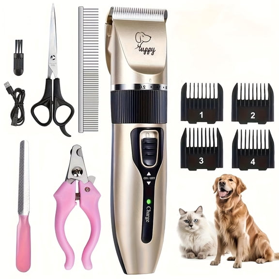 12-in-1 Premium Pet Hair Trimmer Kit - Electric Precision Clippers with Gentle Cutting Tech, Mute Design for Dogs & Cats, Professional Home Grooming Kit with All Necessary Tools