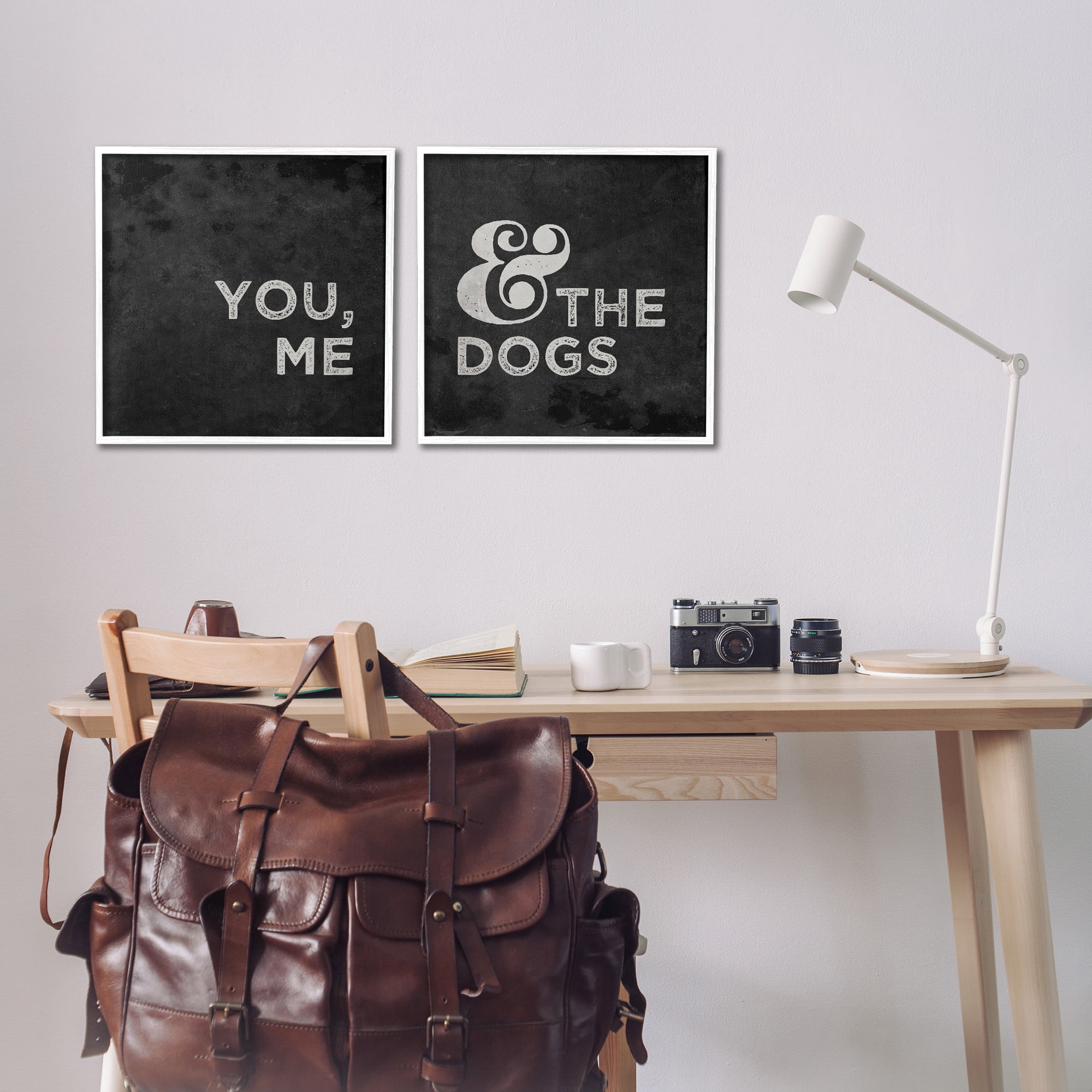 Stupell Industries You Me and the Dogs Family Pet Animals & Insects Painting White Framed Art Print Wall Art, 17 x 17, Set of 2