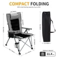thumbnail image 5 of Folding Camping Chair For Adults With Adjustable Back, Heavy-Duty 500 Lbs Support, Oversized Collapsible Portable High Back Reclining Chair For Outdoor Lawn Patio Balcony (Grey), 5 of 7
