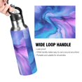 thumbnail image 4 of 600ml Vacuum Insulated Sports Water Bottle with Foldable Straw Stainless Steel Portable Thermos Cup Blue and Purple Background, 4 of 7