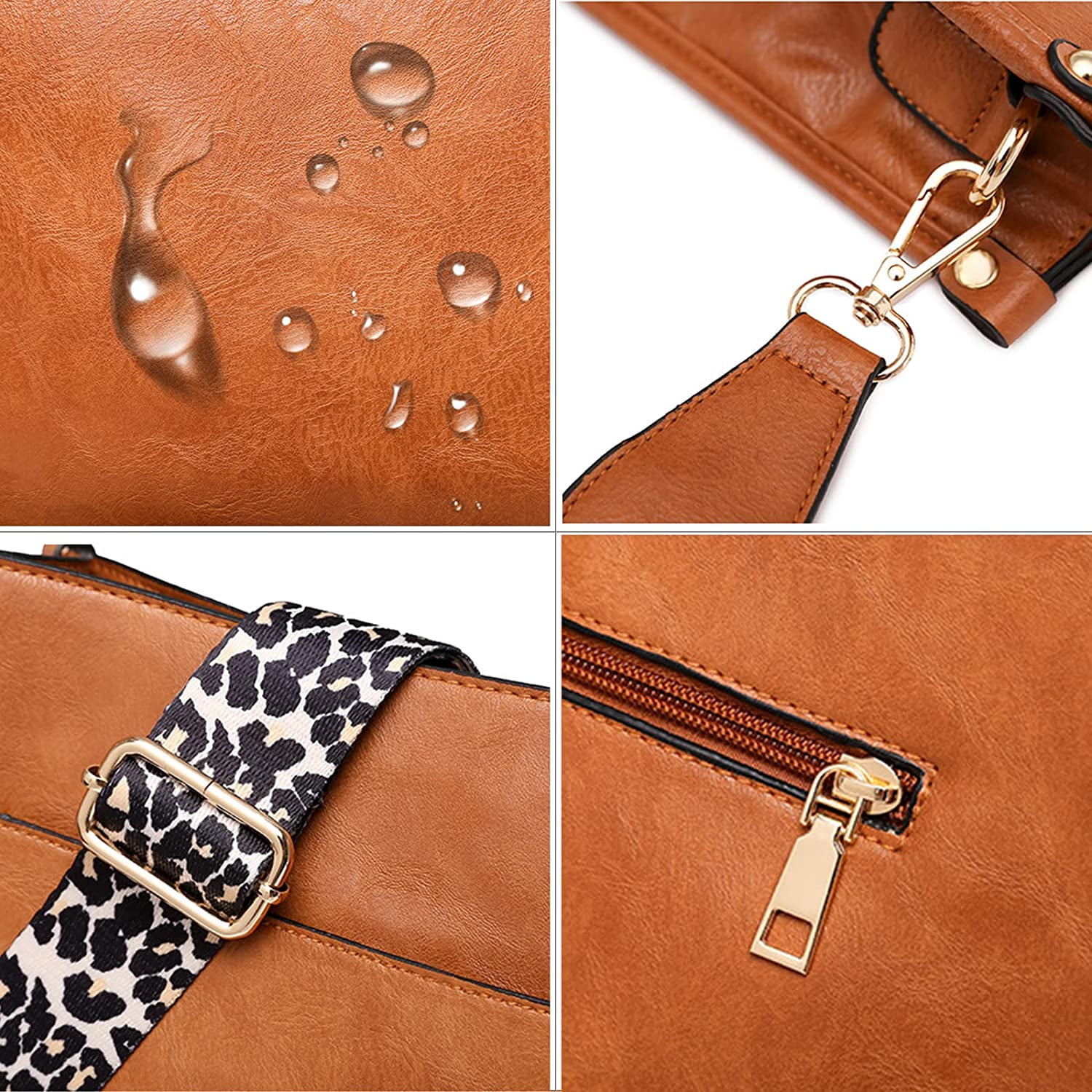 Women Shoulder Bag Vintage Crossbody Purse Handbag with Leopard Guitar Strap Hobo Satchel Bag