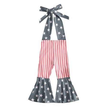 

LIhncine Baby Girl Jumpsuit Toddler Girls Sleeveless Independence Day Floral Prints Romper Bell Bottoms Jumpsuit Clothes Rompers for Girls(BU2 12-18 Months)